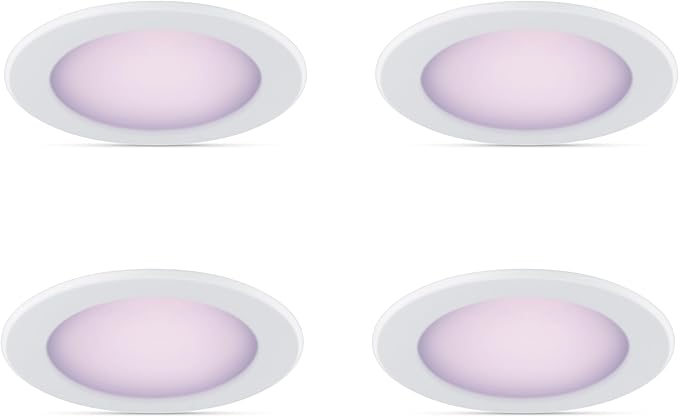 Philips Smart 5-6 Inch Retrofit Recessed Downlight 4-Pack, 1150 Lumens, LED Color Changing Lights, Connects to Wi-Fi, Control with Voice or App, Powered by WiZ Connected