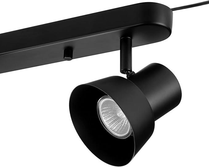 Globe Electric 64000115 22" 3-Light Plug-in Track Lighting, Matte Black, Adjustable Pivoting Heads, 15-Foot Cord, in-Line on/Off Rocker Switch, Modern Ceiling Light Fixture for Apartments or Renters