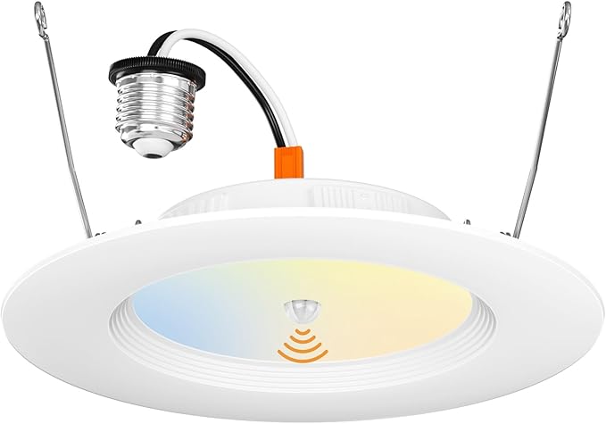Amico 1 Pack 5/6 inch Motion Sensor Recessed Light, 12.5W=100W, 950LM, 2700K/3000K/4000K/5000K/6000K Selectable, LED Retrofit Can Lights, IC Rated - ETL & FCC, White