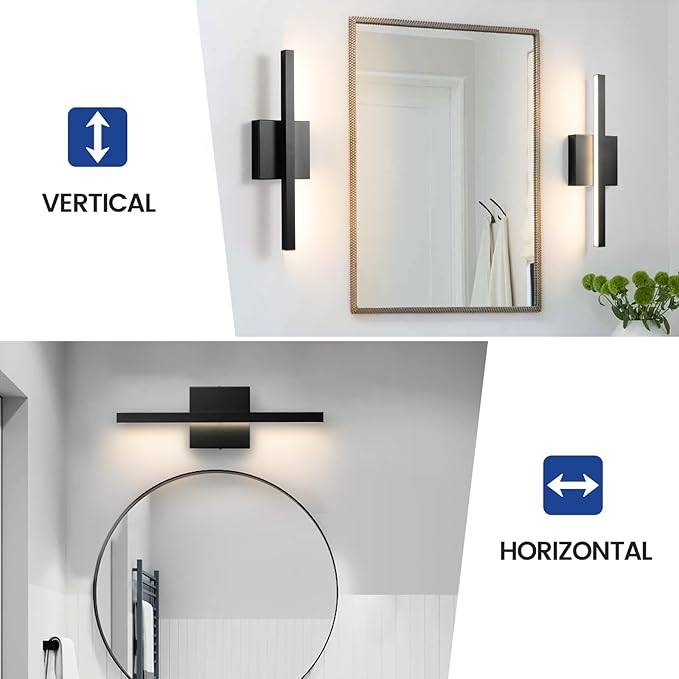 Epinl Black Bathroom Vanity Light - 15.7 inch 5CCT Modern Bathroom Light Fixture Over Mirror 12W LED Dimmable Wall Sconce Lighting Fixture for Bathroom Bedroom