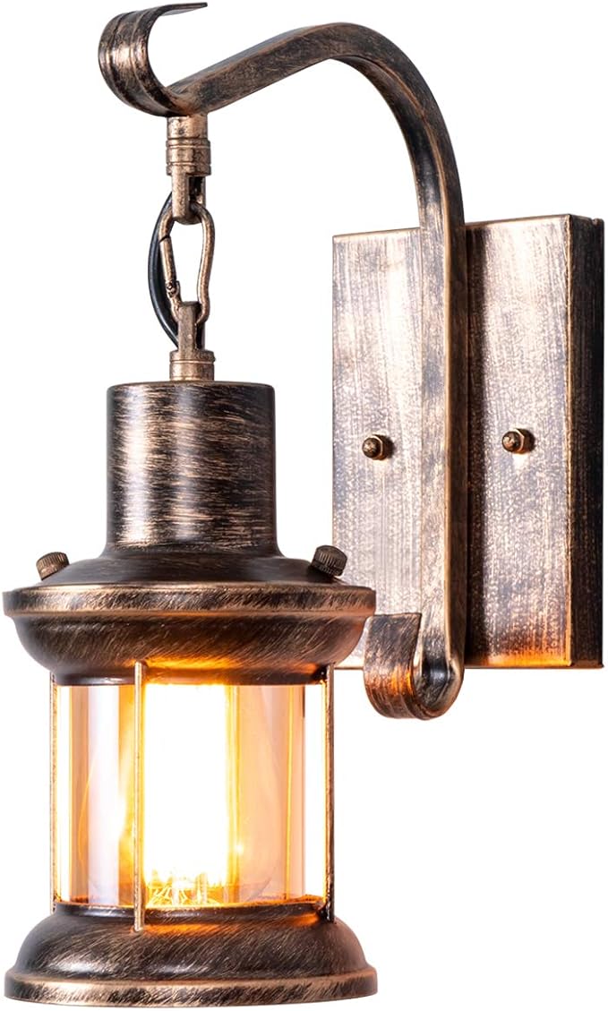 Rustic Light Fixtures, Oil Rubbed Bronze Finish Indoor Vintage Wall Light Wall Sconce Industrial Lamp Fixture Glass Shade Farmhouse Metal Sconces Wall Lights for Bedroom Living Room Cafe(1 Pack)