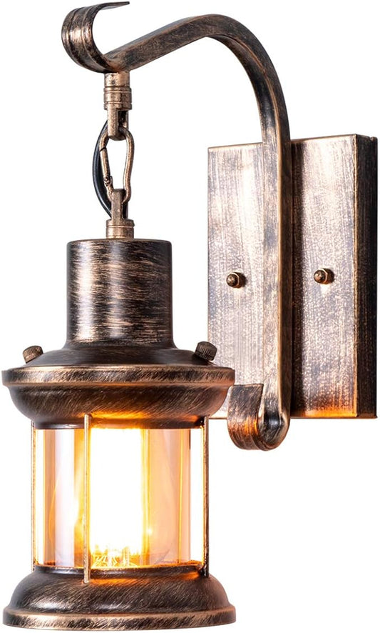 Rustic Light Fixtures, Oil Rubbed Bronze Finish Indoor Vintage Wall Light Wall Sconce Industrial Lamp Fixture Glass Shade Farmhouse Metal Sconces Wall Lights for Bedroom Living Room Cafe(1 Pack)