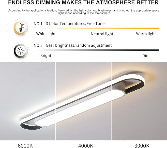 Modern LED Smart Ceiling Light,28.3" Flush Mount Ceiling Lamp, 40W Dimmable Linear Metal Chandelier Light Fittings for Kitchen Laundry Garage Dining Room Office Hallway Closet Aisle