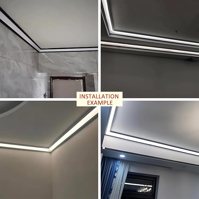 JARBIH 10PACK Led Aluminum Profile for Ceiling Wall Decoration, 1M/3.3ft 6cmx6cm Top Corner Strip Line Luminous Ceiling Free Lamp Internal Channel Linear for Living Room Home(Black)