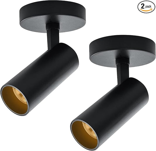 LED Ceiling Spotlight 3000K (Warm White 2Pack 12W No Dimmable,Spot Lights Black with 360° Pivoting Fixture, Adjustable Directional Indoor Spot Light,Tilt Angle Accent Lighting, 24°Beam Angle