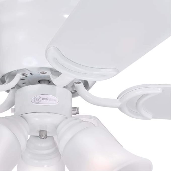 Westinghouse Contempra Trio 42 Inch Ceiling Fan with Light, Indoor White Ceiling Fan for Small Rooms, Reversible Blades White/White Washed Pine, LED Bulbs Included
