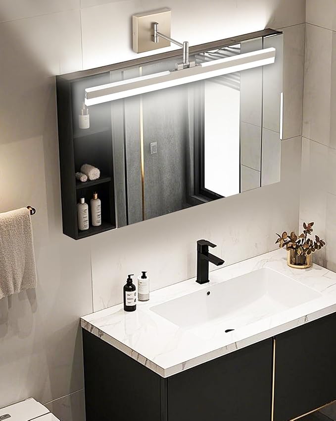 Modern LED Vanity Light,23.6‘’ Adjustable & Rotatable Bathroom Light Fixture Above Mirror, Wall Sconce, Nickel