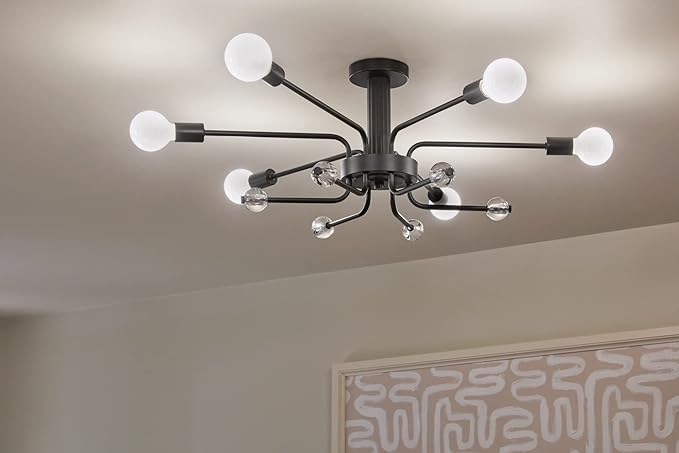 KICHLER Ocala 52602BK Flush Mount 6-Light 41.25˝ with Clear Crystal in Black
