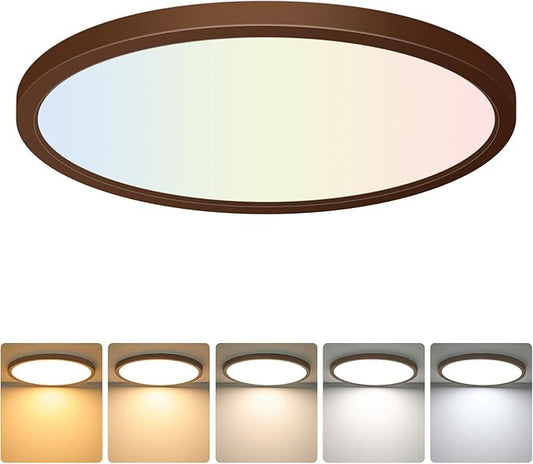 Brightever LED Flush Mount Ceiling Light Fixture Oil Rubbed Bronze, 24W 3200LM 5CCT Dimmable LED Ceiling Light, 2700K/3000K/4000K/5000K/6500K, 12 Inch Ceiling Lamp for Bedroom, Dining Room, 1 Pack
