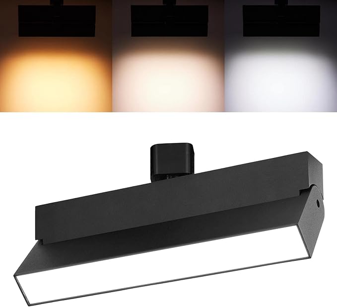 VANoopee 3-Color Dimmable LED Track Lighting Heads H Type Bright Track Light Heads Ceiling Spotlight Fixtures for Kitchen Art, 3000K 4000K 5000K, Flood Wide Beam 100°, Flicker Free CRI90+ Black 24W