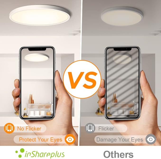 inShareplus 15.7inch LED Ceiling Light, 32W [320W Equiv] Nature White 4000K Flush Mount Ceiling Lights Fixture, 3800LM White Ceiling Lamp for Bedroom, Living Room, Kitchen, Office, Hallway