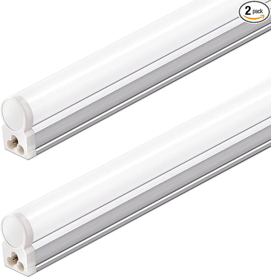 Barrina T5 LED Shop Lights, 4FT, 2200lm, 6500K (Super Bright White), 20W, Utility Garage Lighting, Ceiling and Under Cabinet Light, Corded Electric with ON/Off Switch, 2 Packs