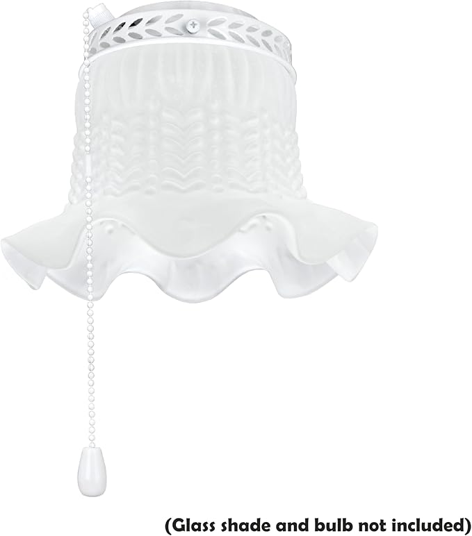 Aspen Creative 22001-21, One-Light Ceiling Fan Fitter Light Kit with Pull Chain, Painted White