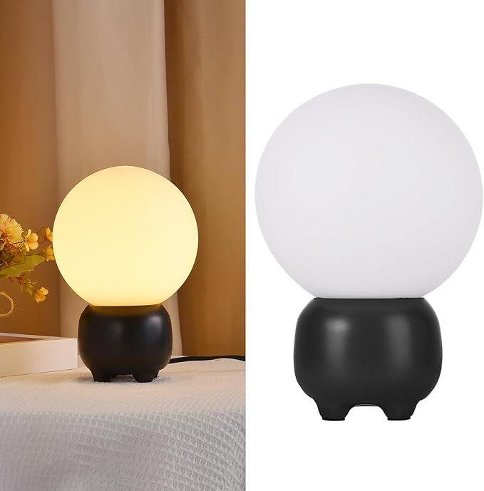 Arturesthome Cute Small Single Table Lamp for Bedroom Modern Nightstand Lamp Farmhouse Bedside Lamp for Living Room Black Table Lamp