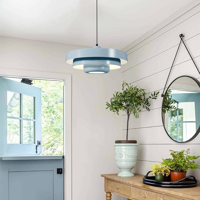 Light Blue Adjustable Pendant Light, Large Contemporary Nordic Ceiling Lamp for Kitchen Island, Mid Century Modern Dining Room, Living Room, Pantry