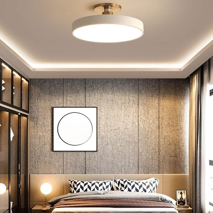 Minimalism Round LED Ceiling Light Modern Semi-Flush Mount Ceiling Lamp Close to Ceiling Light Fixture for Aisles Entrances Cloakroom Corridor Bedroom(White Light 6000K,40cm-White)