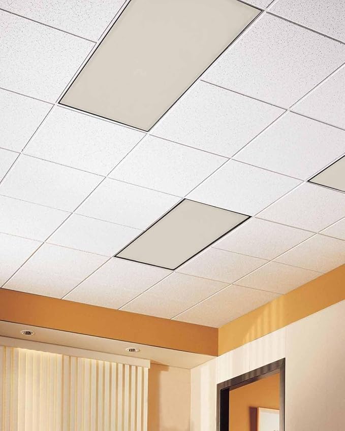 Magnetic Light Cover for Classroom Drop Ceiling,1 Pack 4x2 Ft Fluorescent Light Covers for Office Home Ceiling Light Beige Solid Color Lampshade