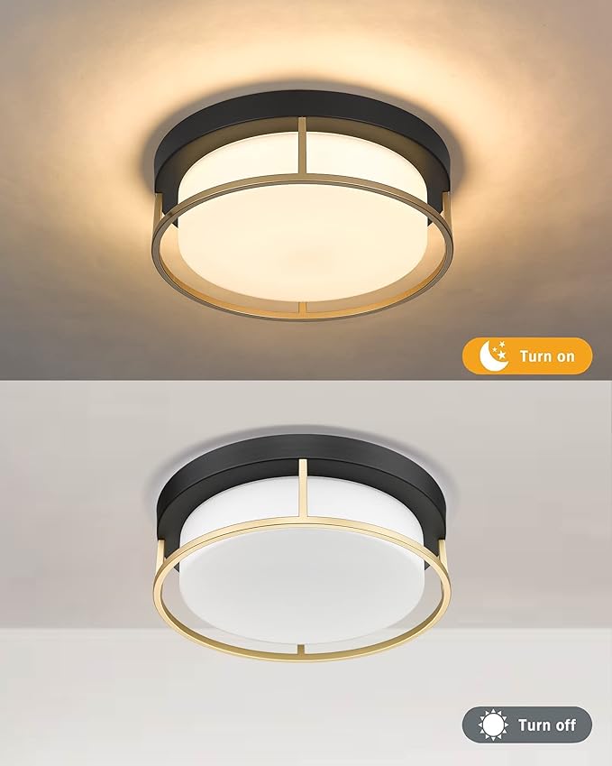 CALDION 3Pack 12 inch Flush Mount LED Ceiling Light Fixture, 3000K Dimmable, 24W 950 Lumens, Round Close to Ceiling Lights for Bedroom Kitchen Hallway or Stairwell