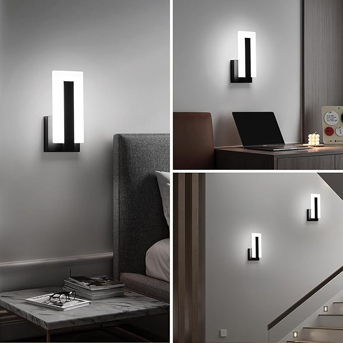 Hardwire Modern Wall Sconces with Stepless Adjustable 10%-100% 7W Acrylic LED Wall Light Brightness Suitable for Living Room Corridor Bedside (Cool White 5500K 1 Pack)