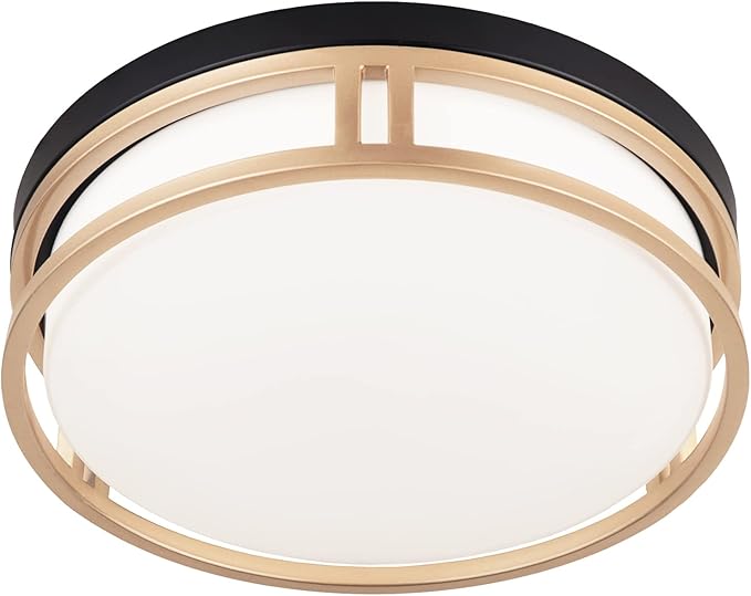 12.5 Inch LED Flush Mount Ceiling Light Fixture, 26W, Super Bright 1700 Lumens, 3 Color 3000K/4000K/5000K, Dimmable Ceiling Lamp for Bedroom Hallway Bathroom Kitchen (Black Gold)