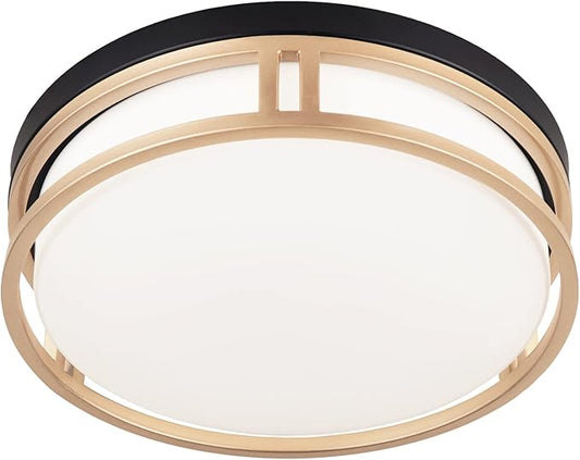 12.5 Inch LED Flush Mount Ceiling Light Fixture, 26W, Super Bright 1700 Lumens, 3 Color 3000K/4000K/5000K, Dimmable Ceiling Lamp for Bedroom Hallway Bathroom Kitchen (Black Gold)