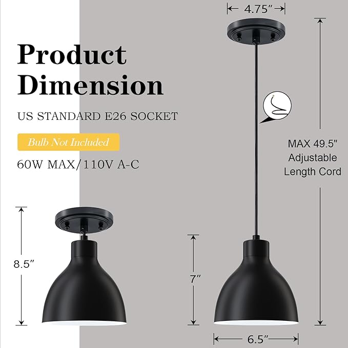 4 Pack Single Kitchen Island Mini Metal Drum Pendant Light Industrial Hanging Ceiling Light Fixtures for Over Sink Bar,Dining Room,Corridor,Entryway,Hallway