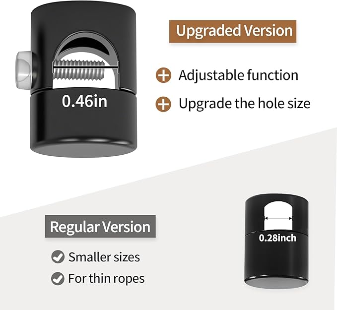 Upgrade 0.46’’ Big Hole Ceiling Hooks for Hanging Lights，Aluminum Ceiling Hook for Light Fixture, Black Adjustable Swag Hook, Pendant Lights Hook, Swag Hooks for Hanging Lamp Shades (6 Pack)