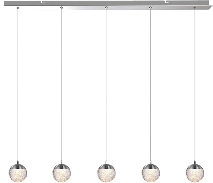 contec development Galaxy 5 Mini Pendant Crystall Ball Lighting Nickel - LED Hanging Light Fixture: Kitchen Island, Bar, Foyer - Cluster Pendants - Dimmable, Adjustable Wire, Lamp Bulb Included