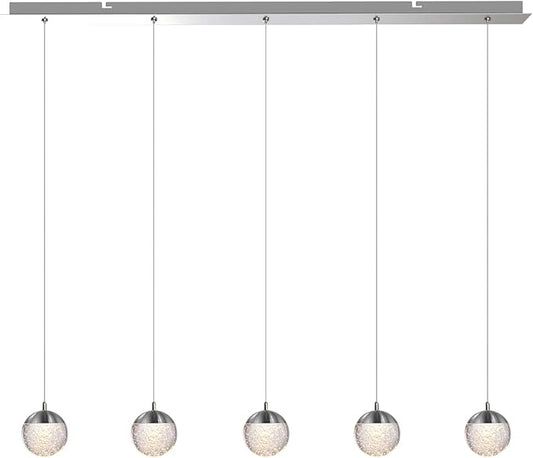 contec development Galaxy 5 Mini Pendant Crystall Ball Lighting Nickel - LED Hanging Light Fixture: Kitchen Island, Bar, Foyer - Cluster Pendants - Dimmable, Adjustable Wire, Lamp Bulb Included