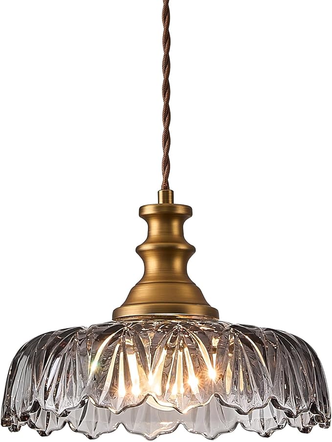 HDDFL Vintage Pendant Lights Fixture Modern Pendant Lighting Fixtures Hanging Lamp for Kitchen Island Bedroom Living Room Hallway Grey and Brass