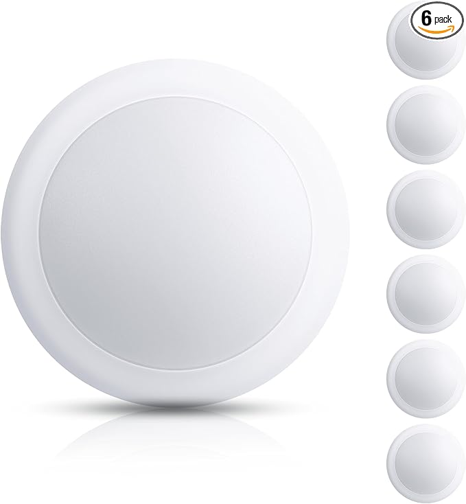 6 Inch LED Disk Light, Modern Dimmable Recessed Ceiling Lights, 5000K Daylight, 16.5W Eqv 110W, Damp Rated for Kitchen, Bathroom, Bedroom, ETL & FCC Listed, 6 Pack