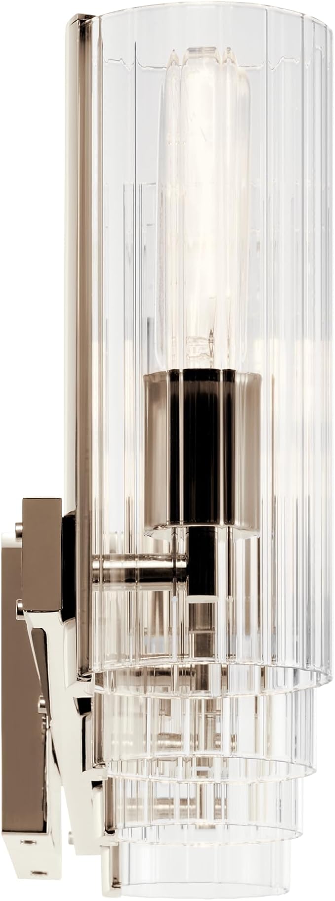 Kichler Jemsa 4-Light Bathroom Vanity Light Fixture with Clear Fluted Glass in Polished Nickel, Modern Wall Mount Light for Bathroom Over Mirror (9.75" x 32"), 55169PN