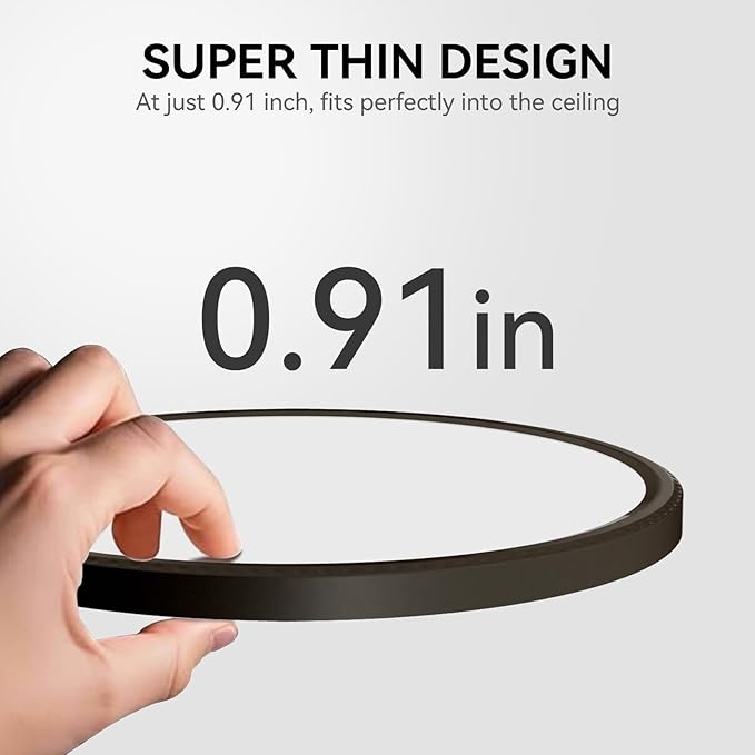MODERN LED Flush Mount Ceiling Light, 9inch High Bright 2800lm, Super Slim LED Ceiling Light Fixture, Ceiling Light for Bedroom, Living Room, Dining Room… (Black, 9in-1Pack)