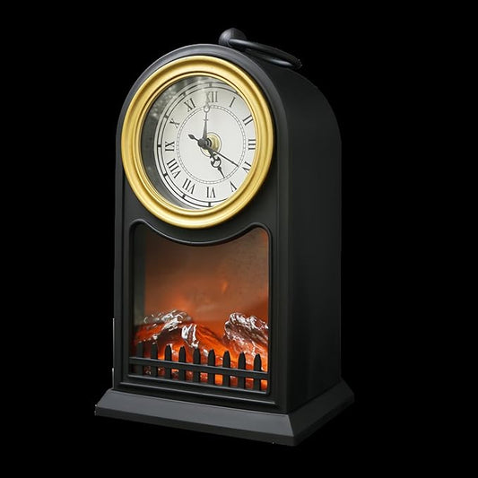 Simulated LED Fireplace Lantern USB & Battery Powered Flameless Light With Emulation Flame Table Decorative Lamp Copper Fireplace Ornament for Cozy Home Decor Free Standing Electric Log Burner