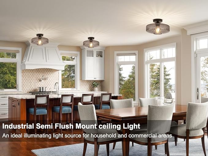 Glass Ceiling Light, 11.8" Vintage Mid Century Ceiling Lights Fixtures, 1-Light Glass Modern Mini Chandelier for Bedroom Kitchen Entryway Hallway Porch Foyer