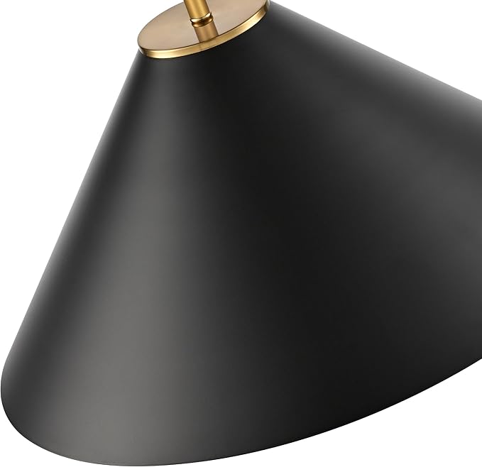 15.7 Inch Modern Pendant Lights Kitchen Island, Black and Gold 1-Light Single Pendant Lighting Fixtures, Metal Cone Farmhouse Ceiling Hanging Light for Dining Room Over Sink Table Hallway