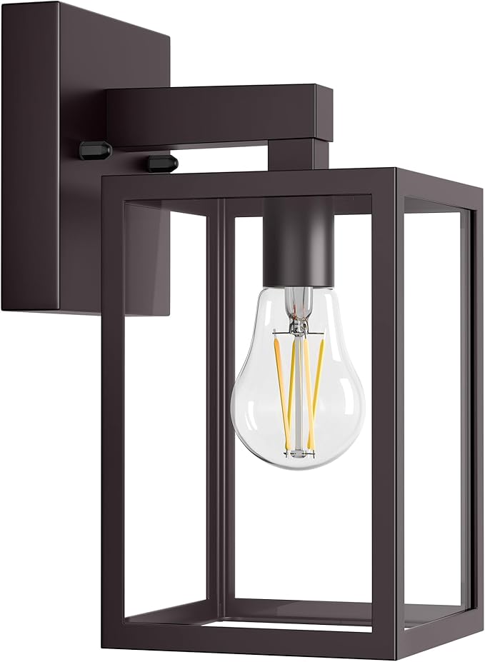MATAMEYE Outdoor Wall Lantern, Waterproof Exterior Wall Sconce Light Fixture, Dark Chocolate Front Door Lamp, Anti-Rust E26 Socket Porch Lighting