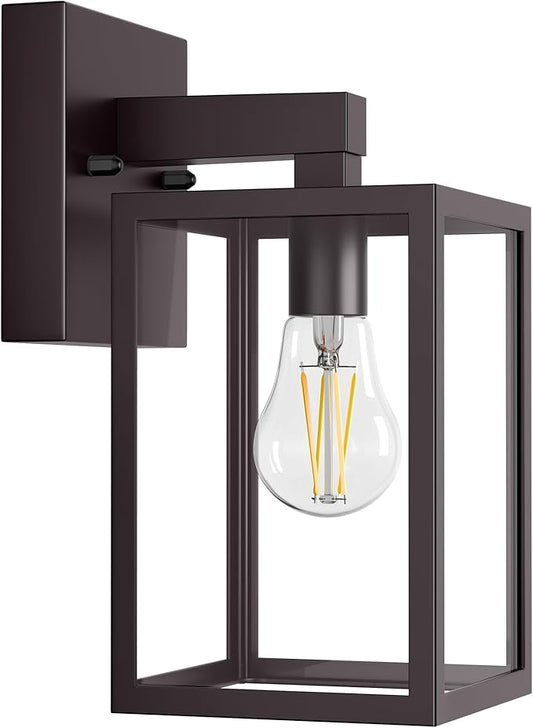 MATAMEYE Outdoor Wall Lantern, Waterproof Exterior Wall Sconce Light Fixture, Dark Chocolate Front Door Lamp, Anti-Rust E26 Socket Porch Lighting