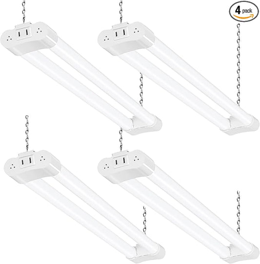 hykolity 4 Pack LED Shop Light 2FT, 22W [200W Equivalent],2400lm, 5000K Daylight,with Plug,Linkable Led Garage Ceiling Lights,Shop Lights for Garage, Workshop,Hanging or Surface Mount, White