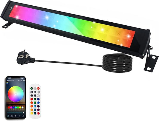 50W 2.4G Remote Control RGB Wall Washer Light, RGB Light bar with Remote Control & APP Control, for Birthday Party, Garden Lighting, Wall Display, Hotel, Building, Commercial Lighting