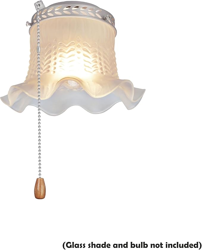 Aspen Creative 22001-11, One-Light Ceiling Fan Fitter Light Kit with Pull Chain, Brushed Nickel