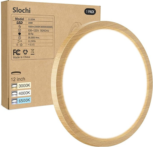 slochi 12Inch Flush Mount Ceiling Light Fixtures -3000K-4000K-6500K Flat Led Lights for Room Ceiling,Ultra Thin Round White Ceiling Lights for Living Room,Bedroom,Kitchen,Bathroom