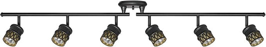 GLOBE Electric 59086 6-Light Foldable Track Lighting, Oil Rubbed Bronze Finish, Adjustable Champagne Glass Heads, Ceiling Light Fixture for Kitchen Island, or Dining Room, GU10 Base, Timeless