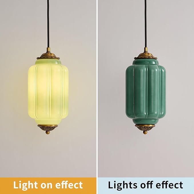 Green Milk Glass Ceiling Light Fixture,Milk Glass Pendant Light ,Semi Flush Mount Pendant Light Vintage Schoolhouse Ceiling Light for Kitchen Island, Living Room, Dining Room, Bedroom (Green, 5.7 In)