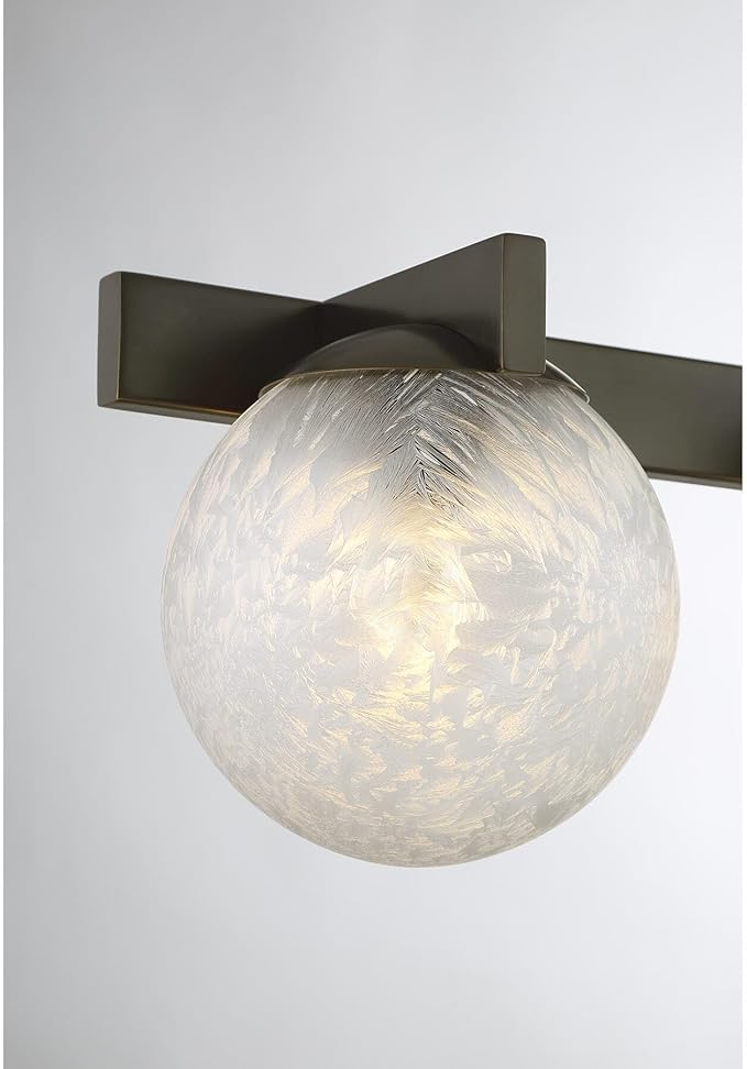 Savoy House 8-1017-3-15 Darien Contemporary Ice Glass Bathroom Vanity Wall Light, 3-Light 180 Total Watts, 7" H x 25" W, Mediterranean Bronze