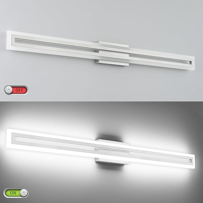 SOLFART Brushed Nickel Vanity Lights for Bathroom 48 Inch 5 Color Adjustable Vanity Lighting Over Mirror 5CCT