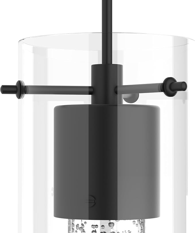 Tawson Alice 1-Light Pendant Ceiling Light Fixture, Integrated Led and Premium Bubble Glass, for Kitchen Island, Hallway, Entryway, Passway, Dining Room, Bedroom, Balcony Living Room (Black)