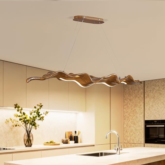 Upgrade 51.2in LED Linear Pendant Lights,Modern Resin Ceiling Pendant Lights for Dining Room,Island Lighting Hanging Light for Kitchen,Living Room