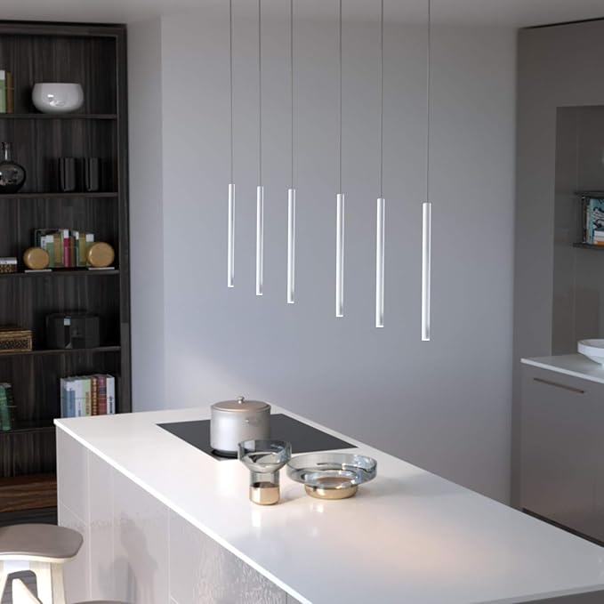 CANALIS 3 Mini Pendant Lighting White - LED Hanging Light Fixture for Kitchen Island, Bar, Foyer - Cluster Pendants - Dimmable, Adjustable Wire, Lamp Bulb Included
