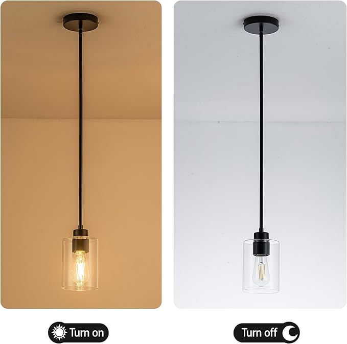 MAYNA 1-Pack Black Mini Pendant Light, Industrial Small Hanging Lamp with Bulb, Adjustable Rods Ceiling Fixture for Kitchen Sink, Hallway, Entryway